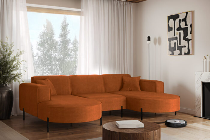 Ecksofa, Sofa Designer Modena U Rein stoff Noel