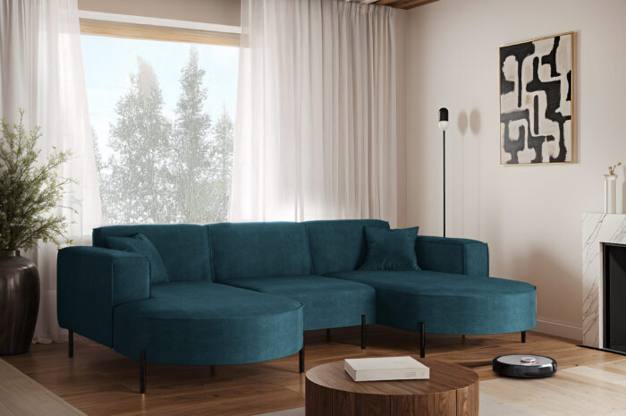 Ecksofa, Sofa Designer Modena U Rein stoff Noel