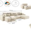 Ecksofa mit schlaffunktion und bettkasten, Sofa U-form, Couch U-form MILANO Dicker Cord