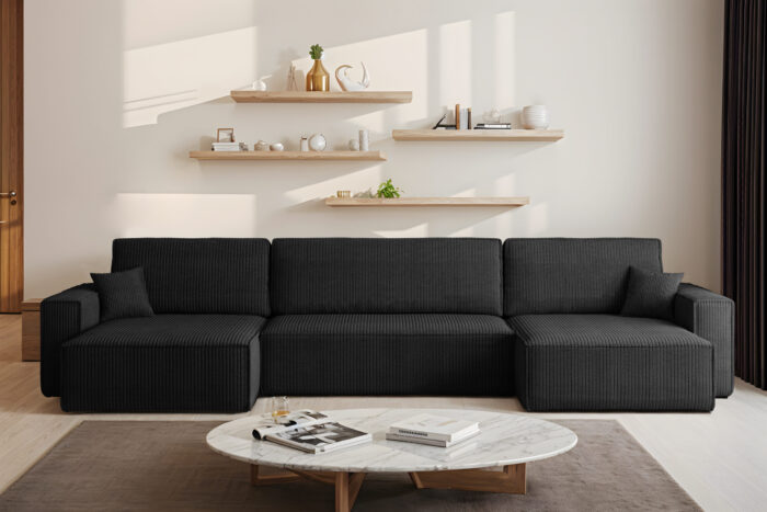 Ecksofa mit schlaffunktion und bettkasten, Eckcouch BEST U XL  stoff Poso