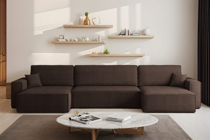 Ecksofa mit schlaffunktion und bettkasten, Eckcouch BEST U XL  stoff Poso