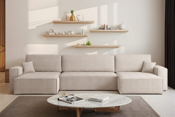 Ecksofa mit schlaffunktion und bettkasten, Eckcouch BEST U XL  stoff Poso