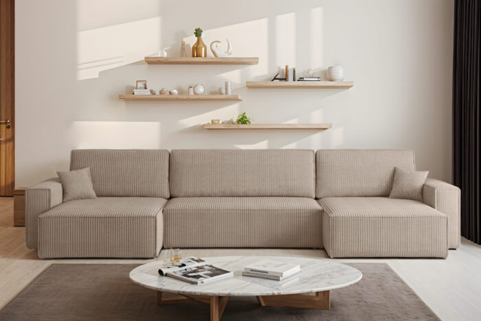 Ecksofa mit schlaffunktion und bettkasten, Eckcouch BEST U XL  stoff Poso