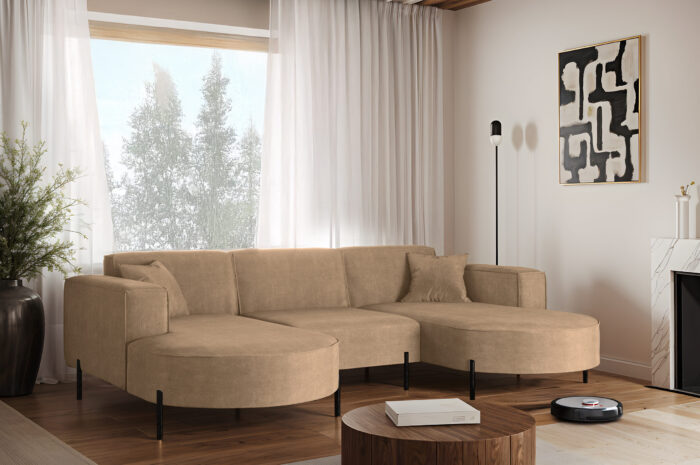 Ecksofa, Sofa Designer Modena U Rein stoff Noel