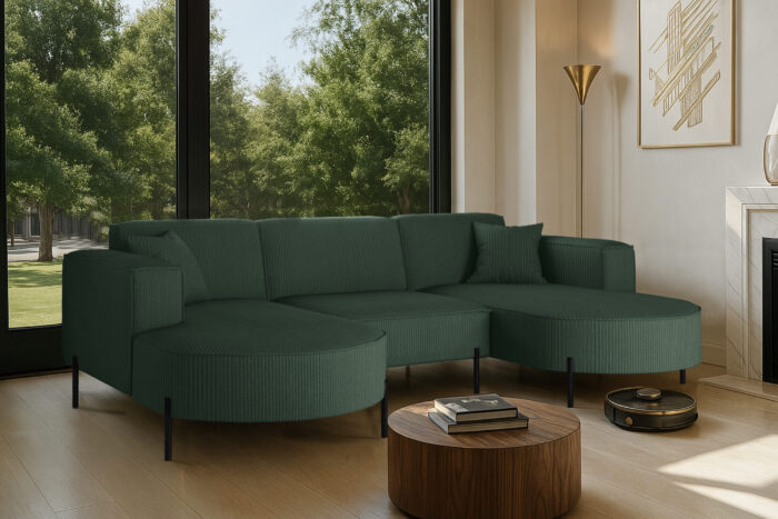 Ecksofa, Sofa Designer Modena U Rein stoff Poso