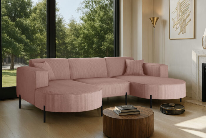 Ecksofa, Sofa Designer Modena U Rein stoff Poso