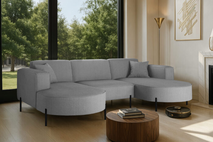 Ecksofa, Sofa Designer Modena U Rein stoff Poso