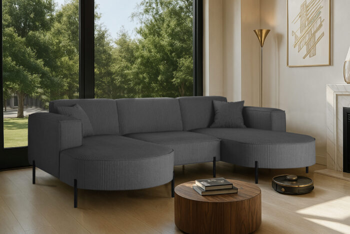 Ecksofa, Sofa Designer Modena U Rein stoff Poso