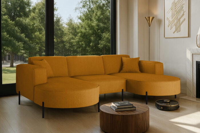 Ecksofa, Sofa Designer Modena U Rein stoff Poso