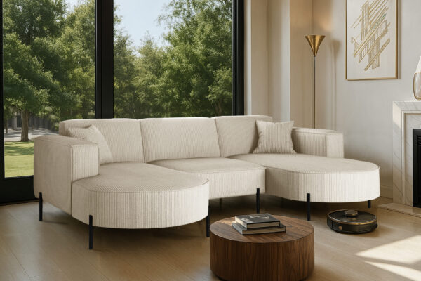 Ecksofa, Sofa Designer Modena U Rein stoff Poso