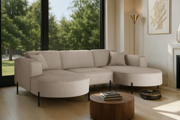 Ecksofa, Sofa Designer Modena U Rein stoff Poso