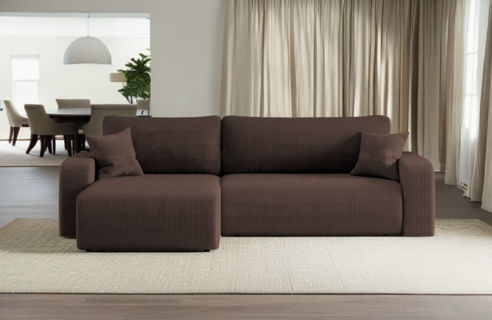 Ecksofa mit schlaffunktion und bettkasten, Eckcouch MILANO XL stoff Poso Dicker Cord
