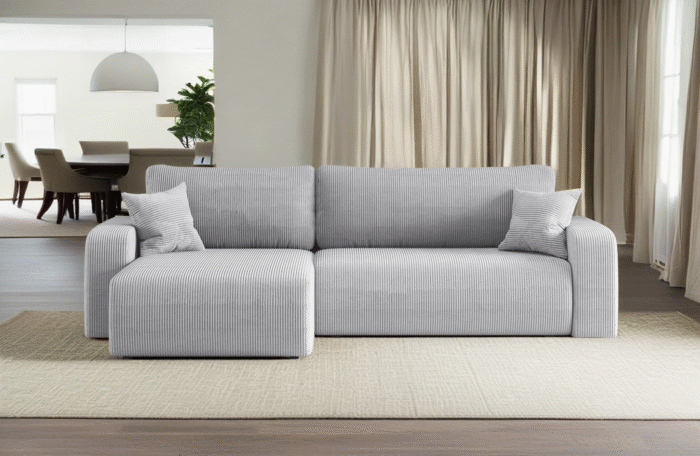 Ecksofa mit schlaffunktion und bettkasten, Eckcouch MILANO XL stoff Poso Dicker Cord