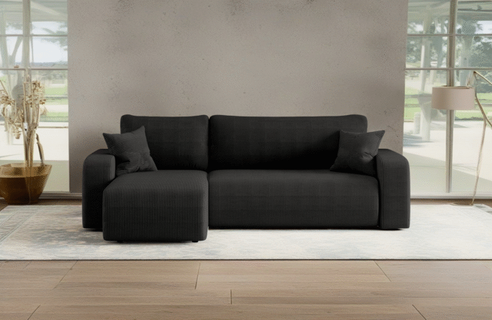 Ecksofa mit schlaffunktion und bettkasten, Eckcouch MILANO L stoff Poso Dicker Cord