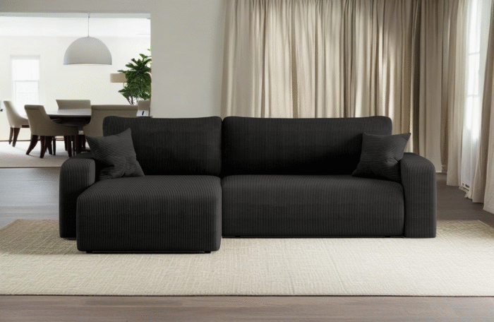 Ecksofa mit schlaffunktion und bettkasten, Eckcouch MILANO XL stoff Poso Dicker Cord
