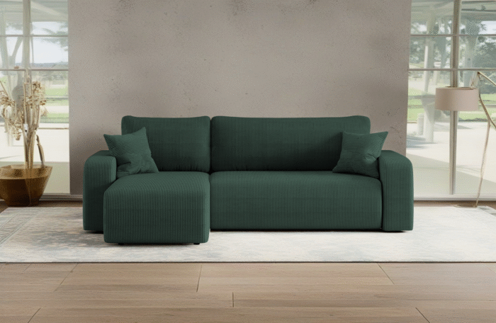 Ecksofa mit schlaffunktion und bettkasten, Eckcouch MILANO L stoff Poso Dicker Cord