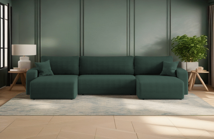 Ecksofa mit schlaffunktion und bettkasten, Sofa U-form, Couch U-form MILANO Dicker Cord