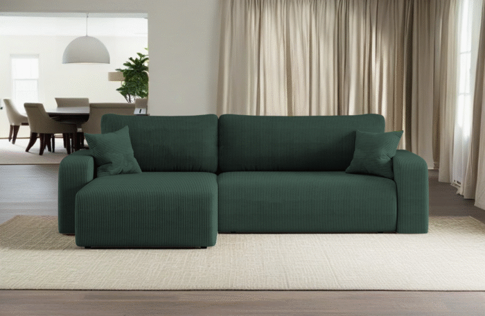 Ecksofa mit schlaffunktion und bettkasten, Eckcouch MILANO XL stoff Poso Dicker Cord
