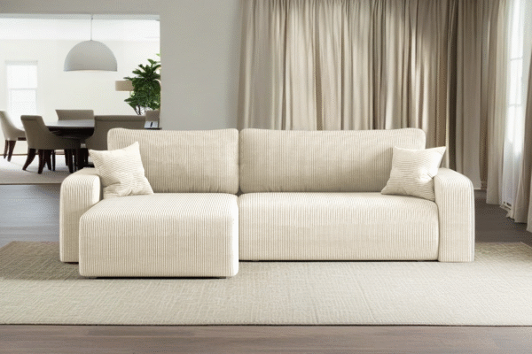 Ecksofa mit schlaffunktion und bettkasten, Eckcouch MILANO XL stoff Poso Dicker Cord