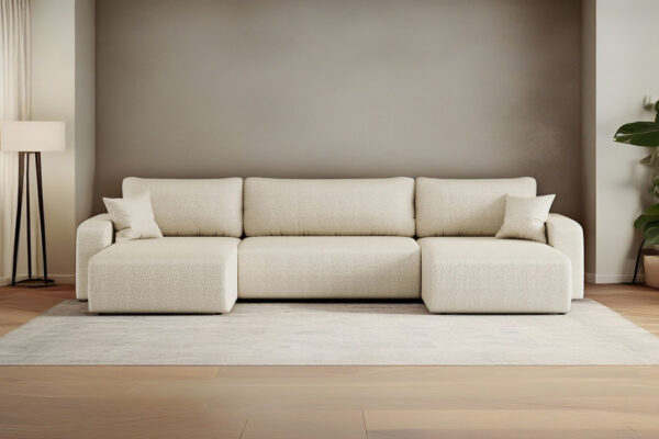 Sofa U-form, Couch U-form, Ecksofa mit schlaffunktion und bettkasten MILANO stoff Quelle