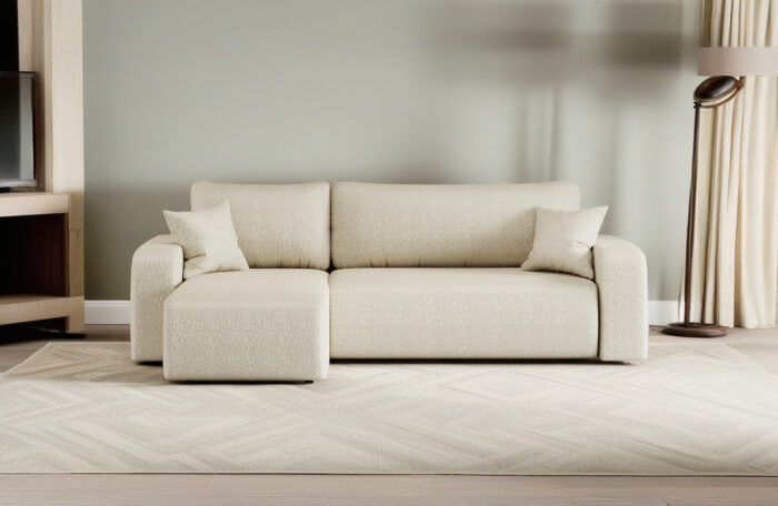 Ecksofa mit schlaffunktion und bettkasten, Eckcouch MILANO L stoff Quelle