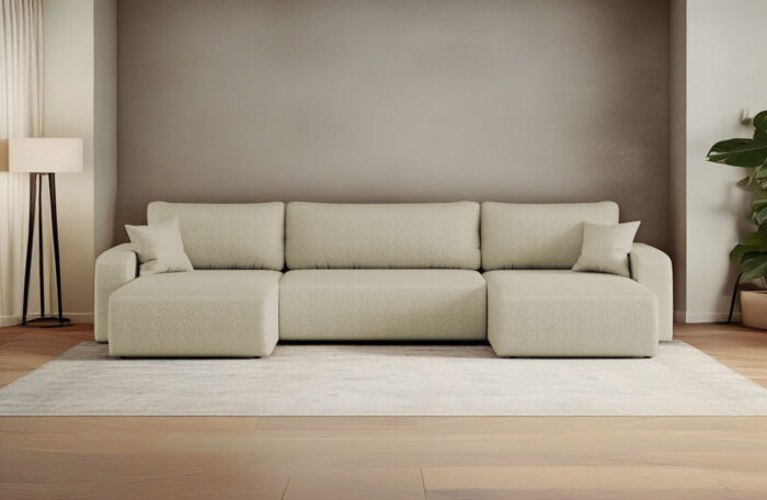 Sofa U-form, Couch U-form, Ecksofa mit schlaffunktion und bettkasten MILANO stoff Quelle