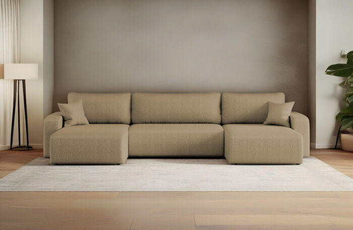 Sofa U-form, Couch U-form, Ecksofa mit schlaffunktion und bettkasten MILANO stoff Quelle