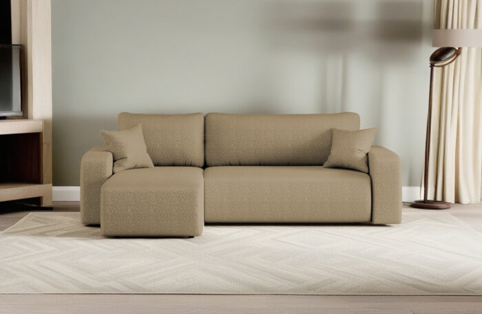 Ecksofa mit schlaffunktion und bettkasten, Eckcouch MILANO L stoff Quelle