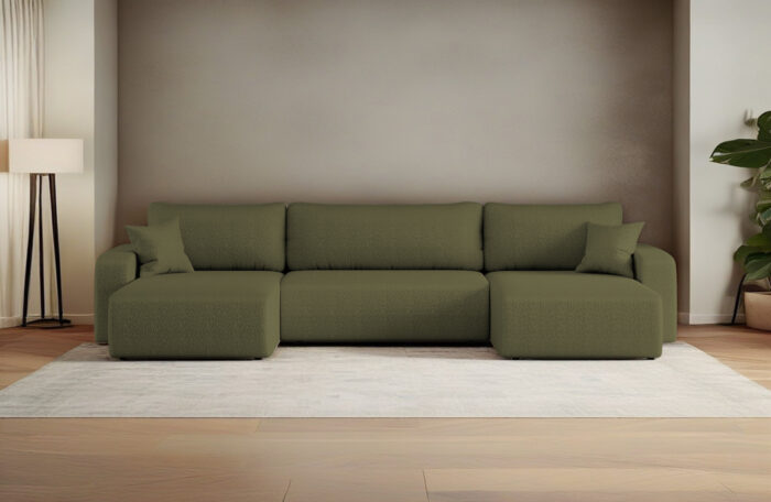 Sofa U-form, Couch U-form, Ecksofa mit schlaffunktion und bettkasten MILANO stoff Quelle