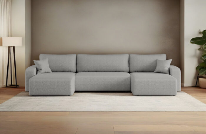 Sofa U-form, Couch U-form, Ecksofa mit schlaffunktion und bettkasten MILANO stoff Quelle