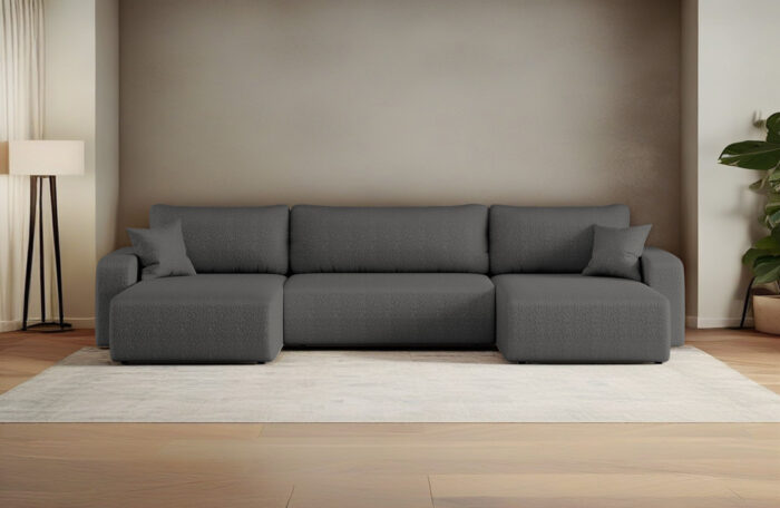 Sofa U-form, Couch U-form, Ecksofa mit schlaffunktion und bettkasten MILANO stoff Quelle