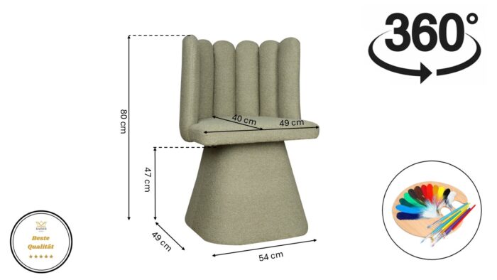 Stuhl Savio ist ein Möbelstück mit einer einzigartigen Form, stoff Riviera