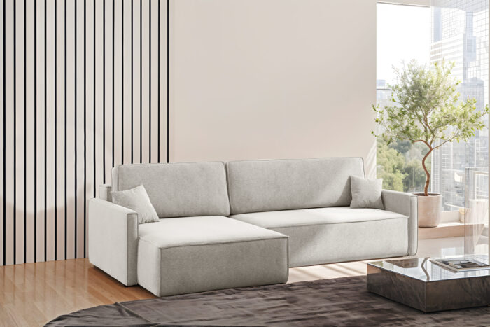 Schlafsofa Carlos L-Form, Ecksofa Mit Bettkasten Und Schlaffunktion Stoff Salvador