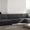 Ecksofa Carlos U-Form Mit Schlaffunktion und Bettkasten Elegante Stoff Poso