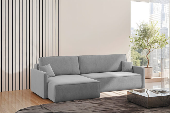 Schlafsofa Carlos L-Form, Ecksofa Mit Bettkasten Und Schlaffunktion Stoff Salvador