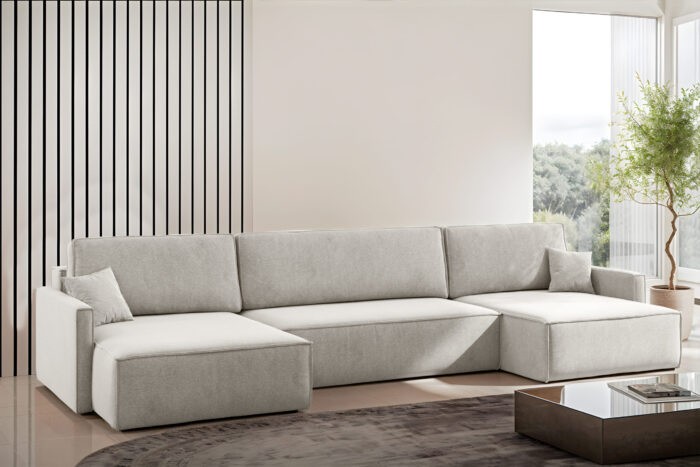 Ecksofa Carlos U-Form Mit Schlaffunktion Und Bettkasten Stoff Salvador