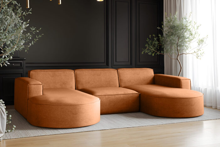 Ecksofa Modena U-Form, Sofa Elegant und Moderne Stoff Salvador