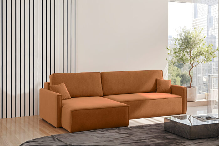 Schlafsofa Carlos L-Form, Ecksofa Mit Bettkasten Und Schlaffunktion Stoff Salvador