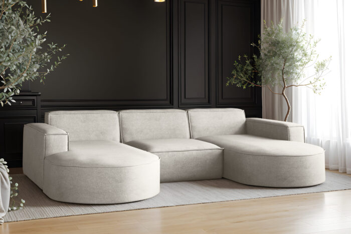 Ecksofa Modena U-Form, Sofa Elegant und Moderne Stoff Salvador