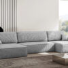 Ecksofa Carlos U-Form Mit Schlaffunktion und Bettkasten Elegante Stoff Poso