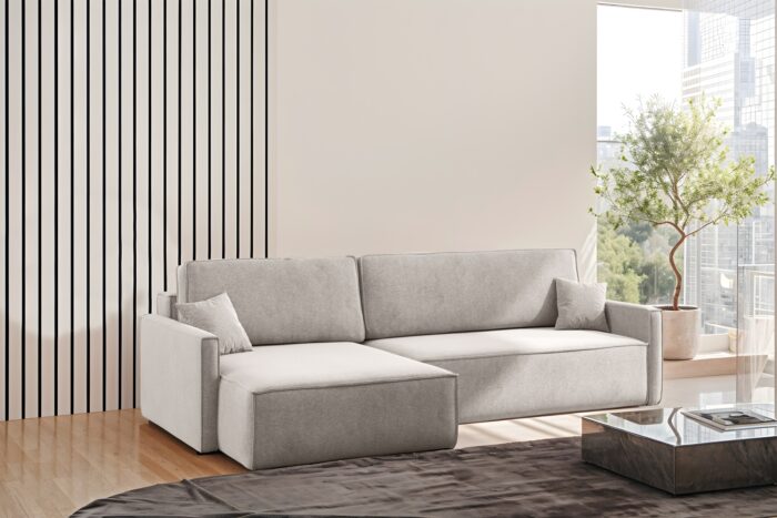 Schlafsofa Carlos L-Form, Ecksofa Mit Bettkasten Und Schlaffunktion Stoff Salvador