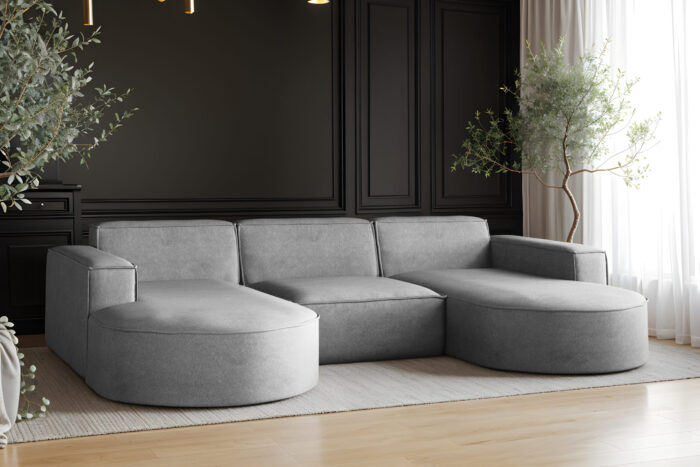Ecksofa Modena U-Form, Sofa Elegant und Moderne Stoff Salvador
