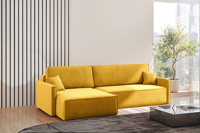 Schlafsofa Carlos L-Form, Ecksofa Mit Bettkasten Und Schlaffunktion Stoff Salvador