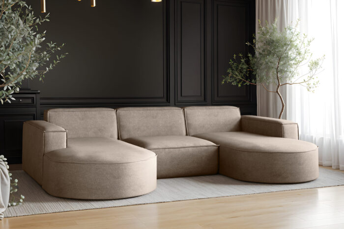 Ecksofa Modena U-Form, Sofa Elegant und Moderne Stoff Salvador
