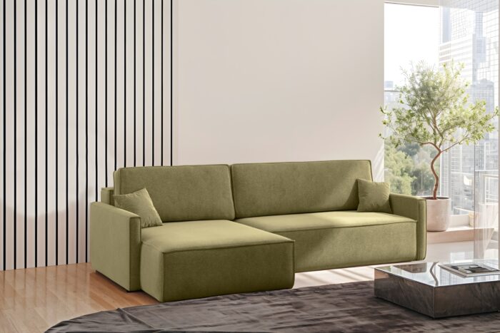 Schlafsofa Carlos L-Form, Ecksofa Mit Bettkasten Und Schlaffunktion Stoff Salvador