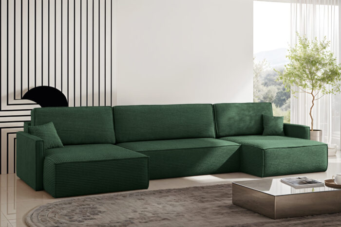 Ecksofa Carlos U-Form Mit Schlaffunktion und Bettkasten Elegante Stoff Poso