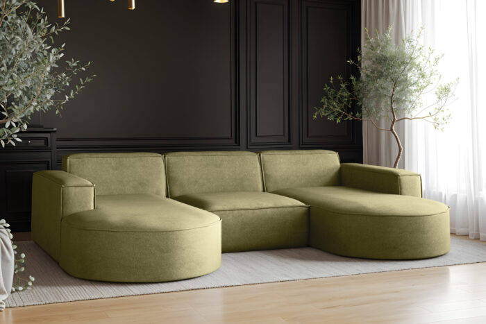 Ecksofa Modena U-Form, Sofa Elegant und Moderne Stoff Salvador