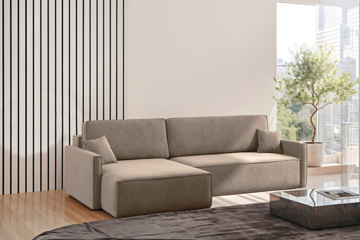 Schlafsofa Carlos L-Form, Ecksofa Mit Bettkasten Und Schlaffunktion Stoff Salvador