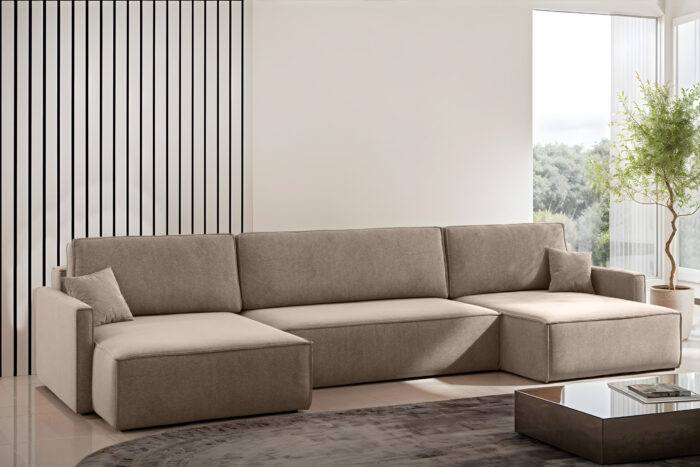 Ecksofa Carlos U-Form Mit Schlaffunktion Und Bettkasten Stoff Salvador