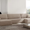 Ecksofa Carlos U-Form Mit Schlaffunktion und Bettkasten Elegante Stoff Poso